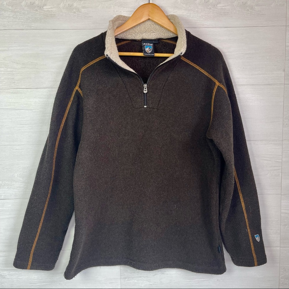 Kuhl Europa Alfpaca Fleece 1/4 Zip Sweater Pullover Men’s Large Brown Hiking